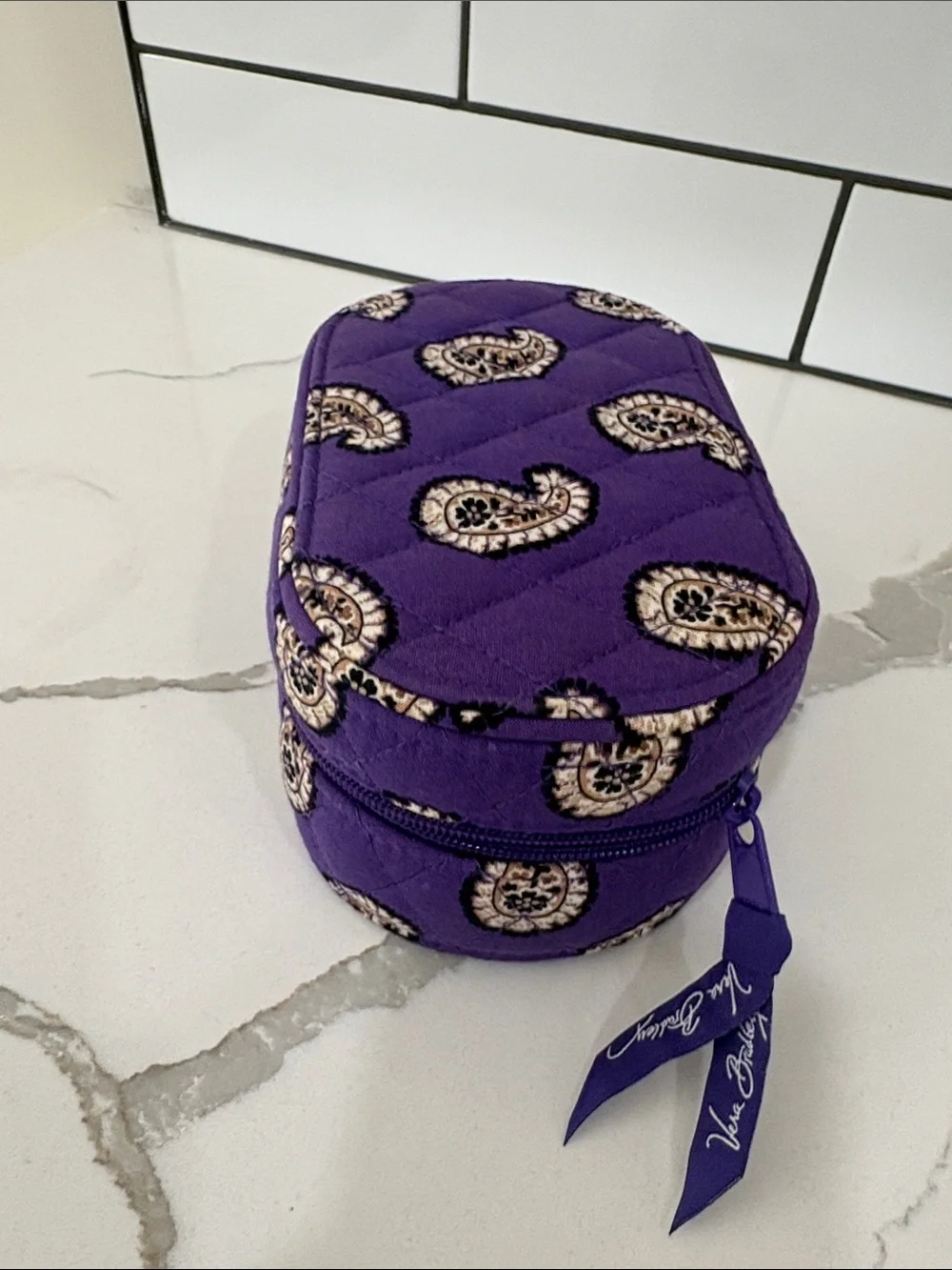 Vera Bradley Purple Paisley Quilted Jewelry Travel Hard Case